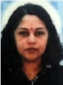 Photo of Jeya Pichamuthu, a woman with tan skin and long, wavy black hair. She has a bindi on her forehead.