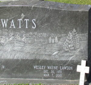 Photo of a gravestone reading "Wesley Wayne Lawson".