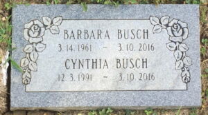 Gravestone of Cynthia Busch and her mother.