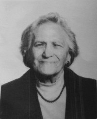 Black and white photo of Maddalena Pavesi, an elderly woman with short light hair.