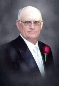 Portrait photo of David Parton, an elderly gentleman wearing a suit with a rose pinned to his lapel. He is mostly bald, fair skinned with a fringe of white hair, wears square glasses, and looks at the camera with a neutral expression.