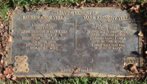 Mark Antony Vella's gravestone, a bronze plaque.